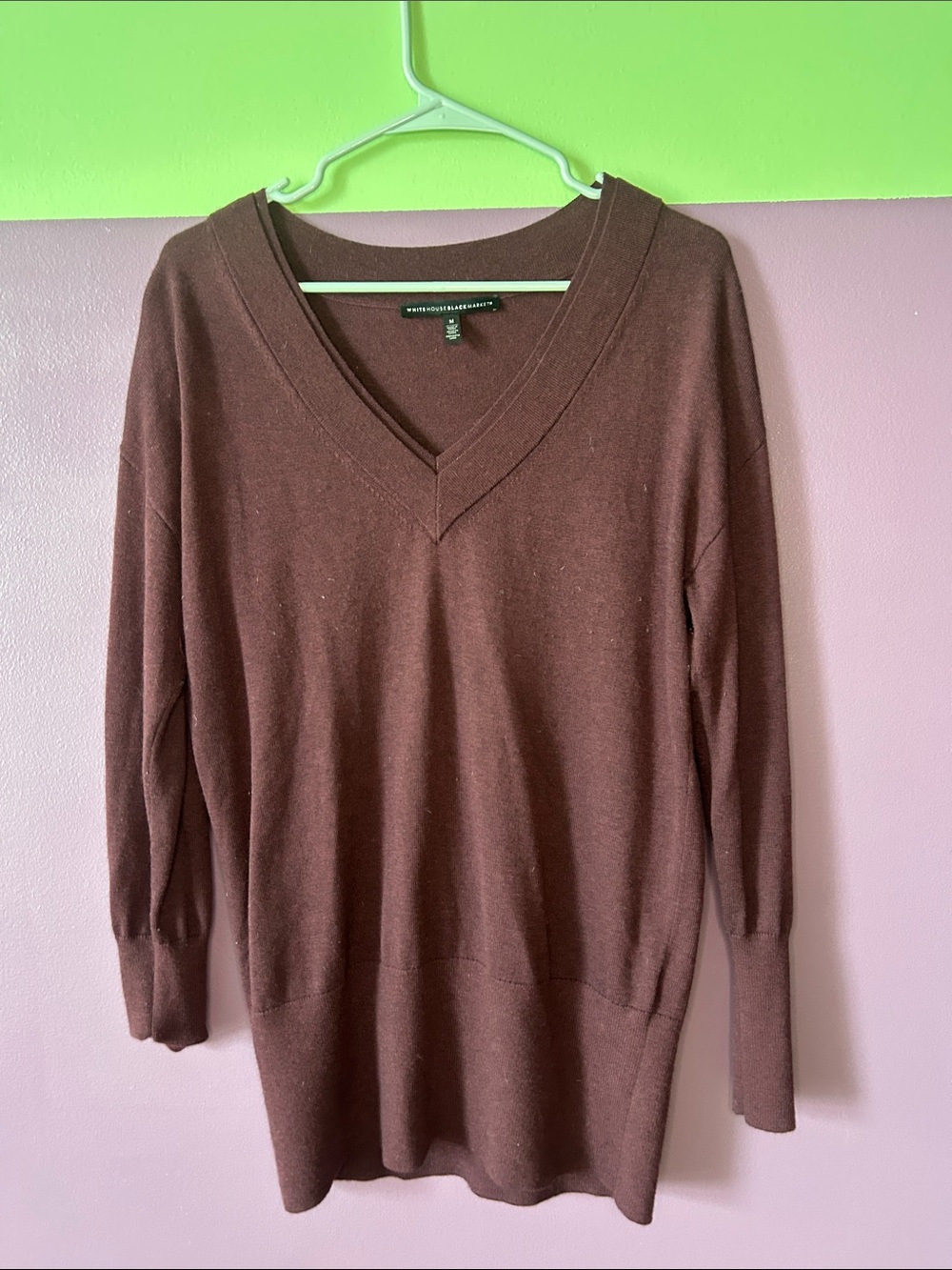 White House Black Market Brown V-Neck Sweater